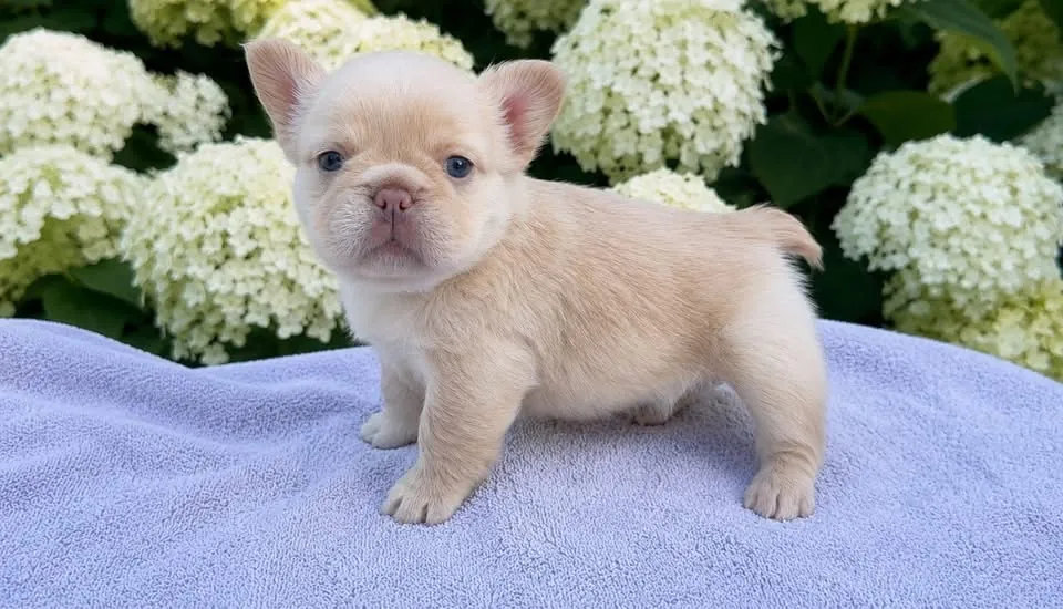 Cachorro Bulldog Francés fluffy crema